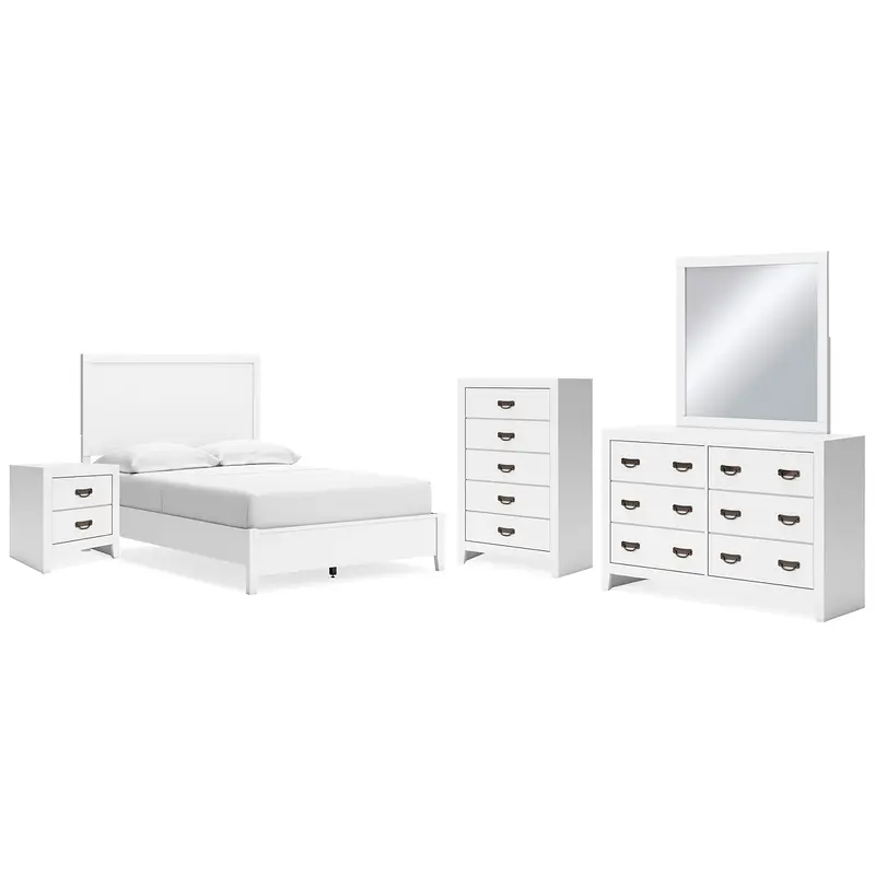 Binterglen Full Panel Bed with Mirrored Dresser, Chest and Nightstand
