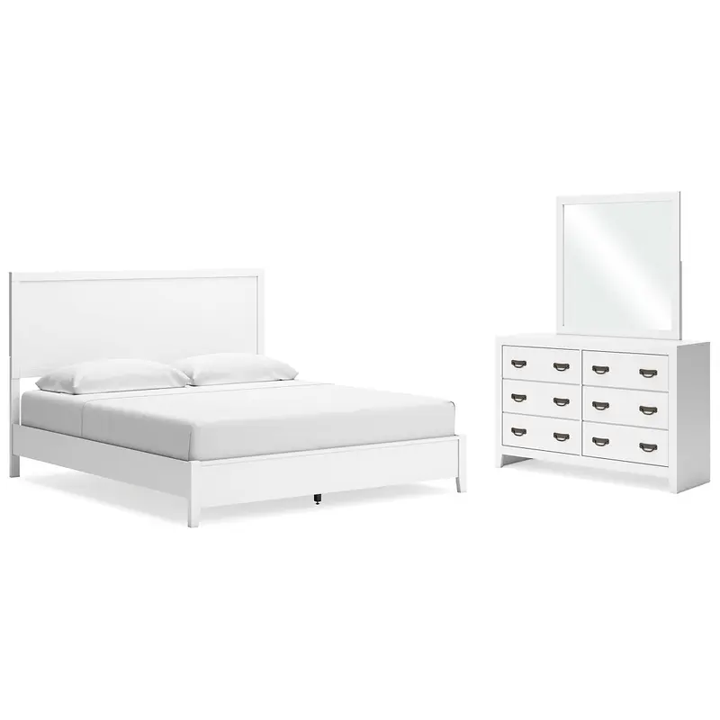 Binterglen King Panel Bed with Mirrored Dresser