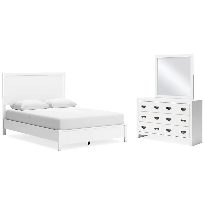 Binterglen Queen Panel Bed with Mirrored Dresser