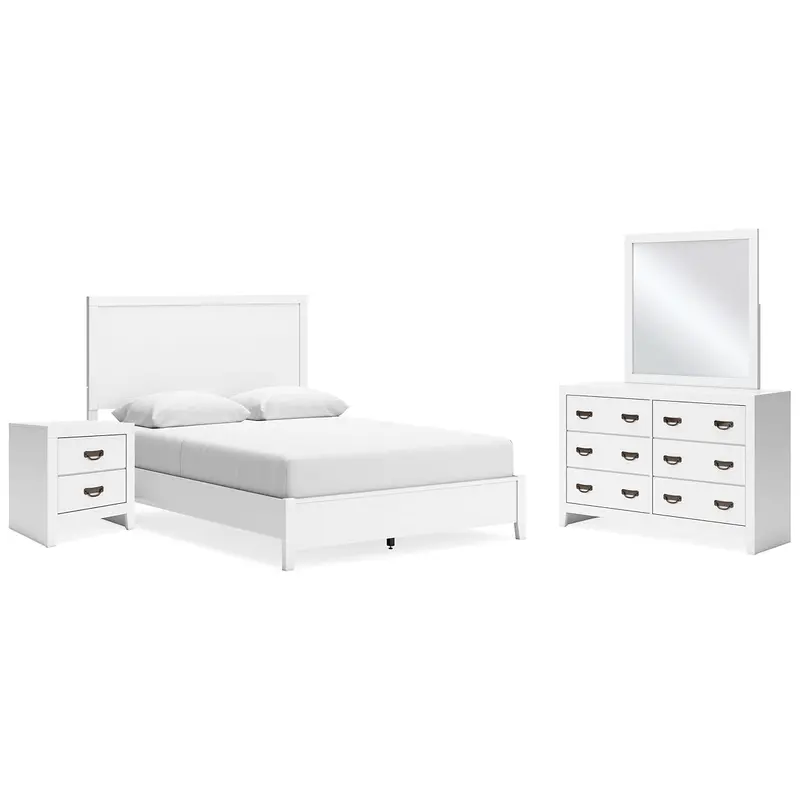 Binterglen Queen Panel Bed with Mirrored Dresser and Nightstand