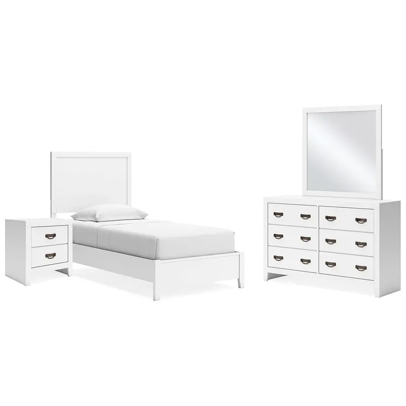 Binterglen Twin Panel Bed with Mirrored Dresser and Nightstand