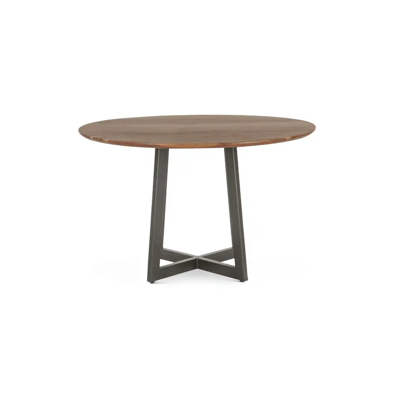 Salerno Acacia Wood and Iron Round Dining Table Natural 48"