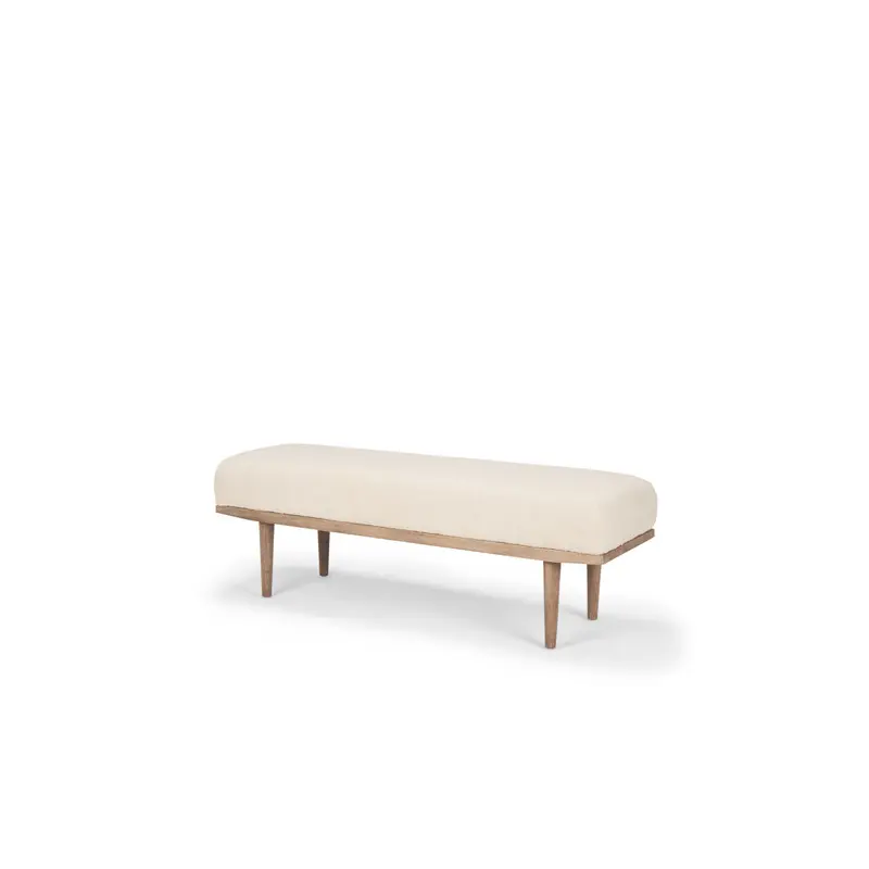 Shae Brown Wood w/ Oatmeal Fabric Bench