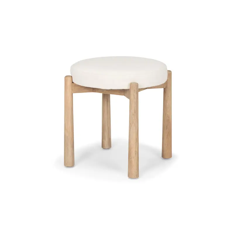 Shaiden Brown Wood w/ Cream Fabric Stool