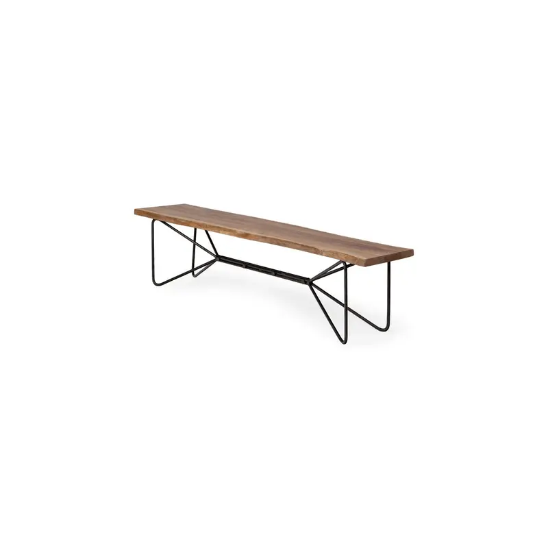 Papillion Natural Solid Wood and Iron Dining Bench