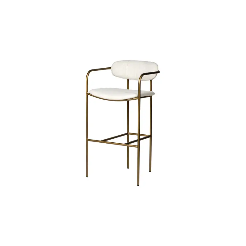 Parker 30" Seat Height Cream Fabric Seat Gold Metal Bar Stool
