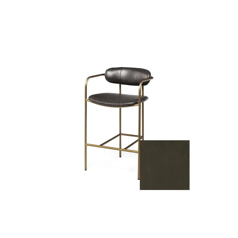 Parker Black Leather Seat Gold Metal Counter Stool