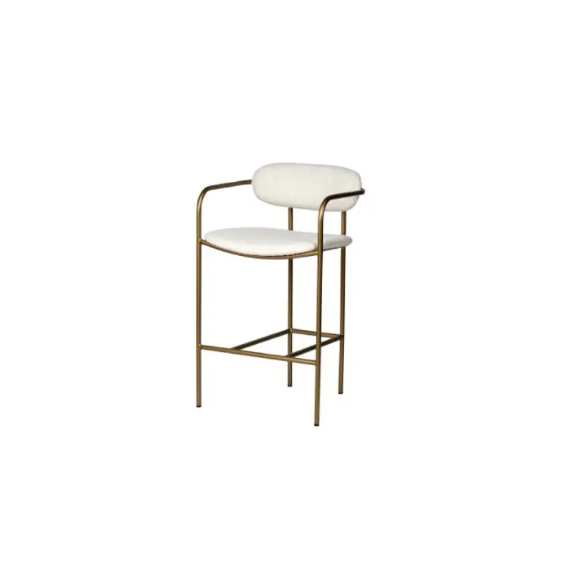 Parker  Cream Fabric Seat Gold Metal Counter Stool