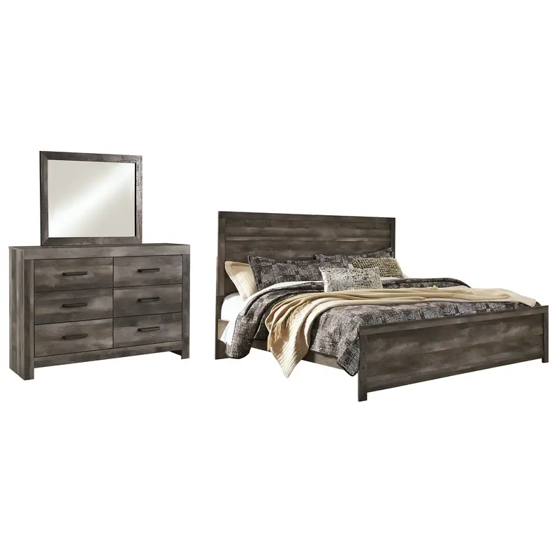 Wynnlow King Panel Bed with Mirrored Dresser