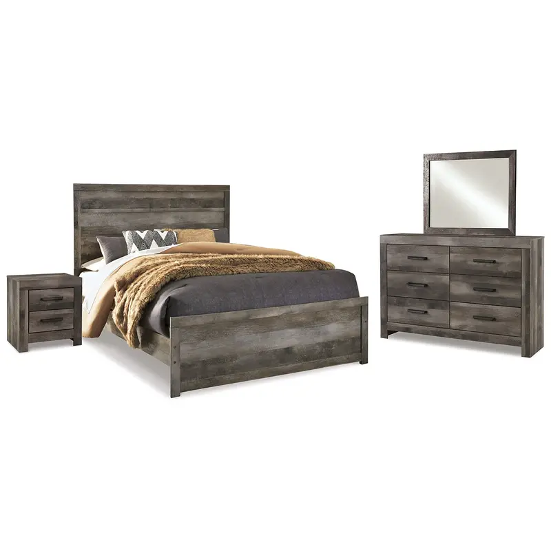 Wynnlow Queen Panel Bed with Mirrored Dresser and Nightstand