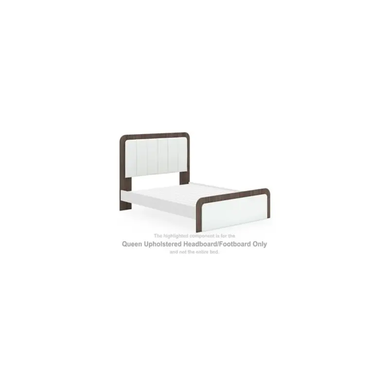 Kendanport - Queen Upholstered Headboard/Footboard - Brown / White