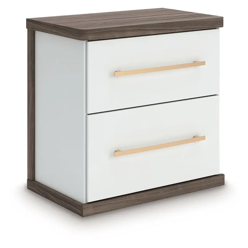 Kendanport - Two Drawer Night Stand - Brown / White