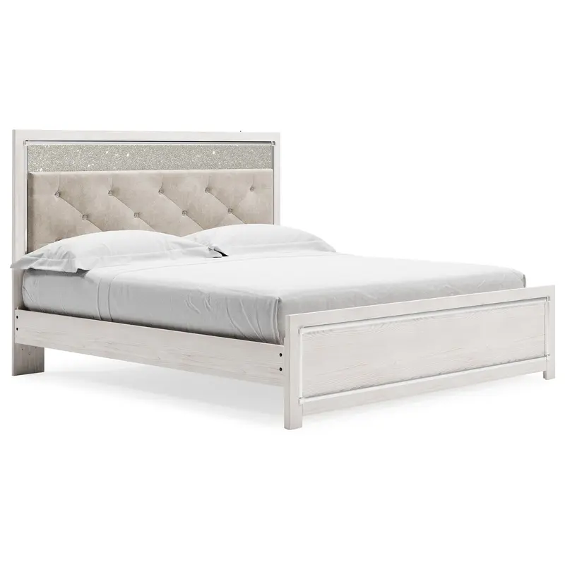 Altyra - King Panel Bed With Upholstered Headboard - White