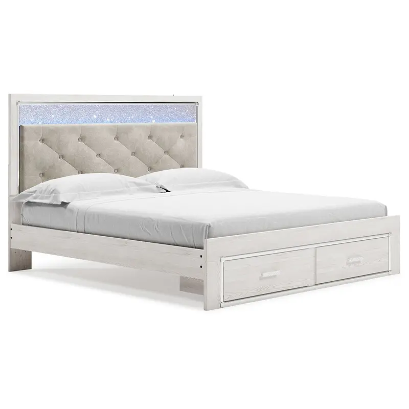 Altyra - King Upholstered Storage Bed - White