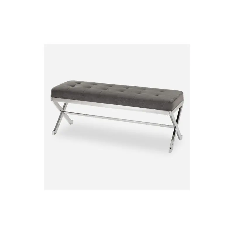 Bijou Gray Fabric Bench