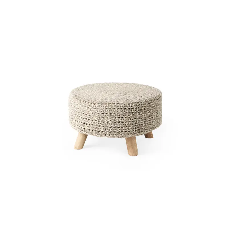 Bina Light Gray 4 Legged Wool Stool