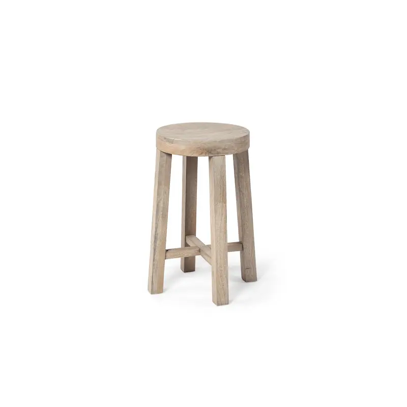 Brahma 26" Total Height White Washed Wood Stool