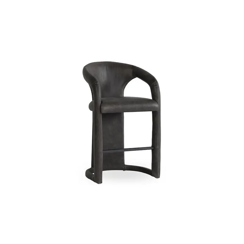 Archie Leather Counter Stool - Charcoal