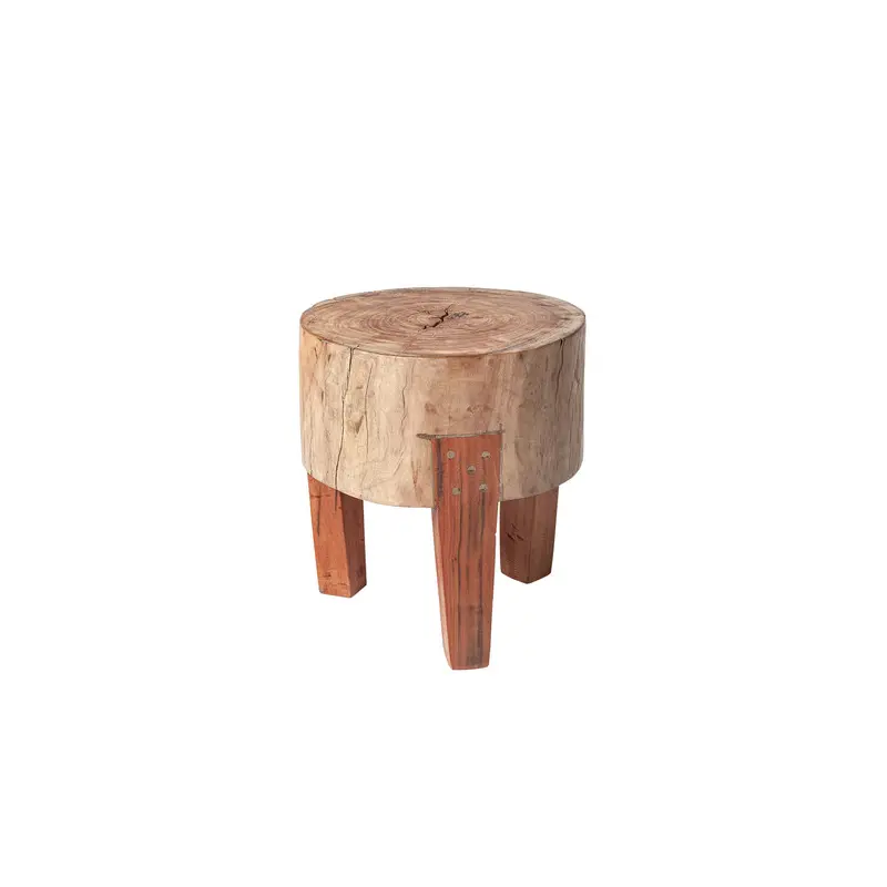 Asco 15"H Rustic Solid Reclaimed Wood Stool