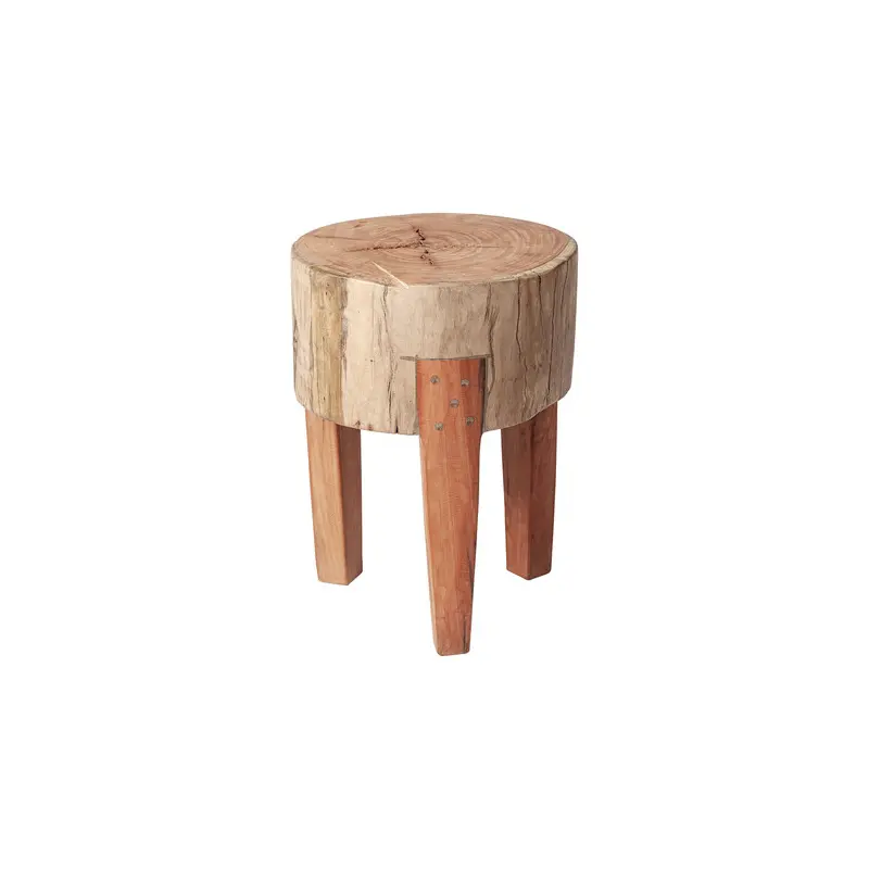 Asco 18"H Rustic Solid Reclaimed Wood Stool