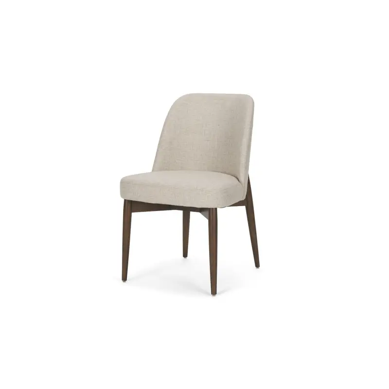 Abbie Curved Back Oatmeal Fabric Armless Dining Chair