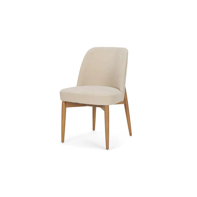 Abbie Curved Back Oatmeal Fabric Dining Side Chair