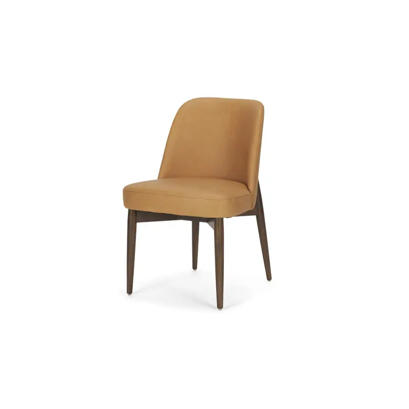 Abbie Slope Curved Back Tan Leather Dining Side Chair