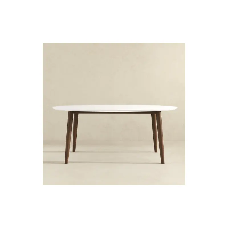 Ada Mid Century Modern Style Solid Wood White Top Oval Dining Table - 35.5"