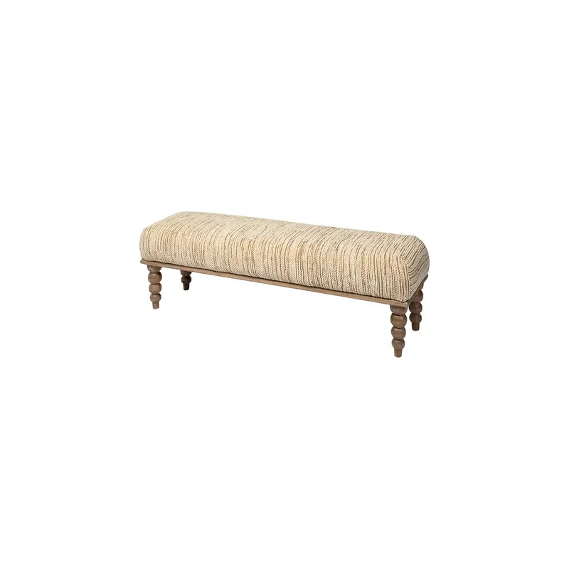 Alder Cream Upholstered Seat Wooden Base Accent Bench