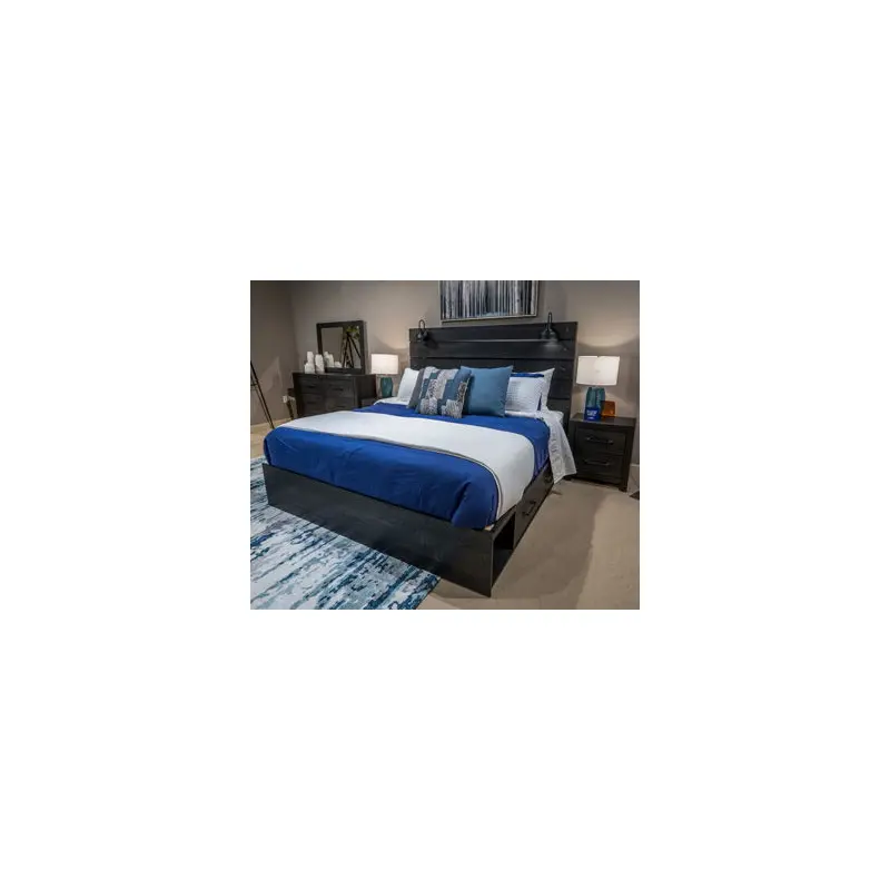 Hollivern - Queen/King Side Storage With Rails - Dark Gray