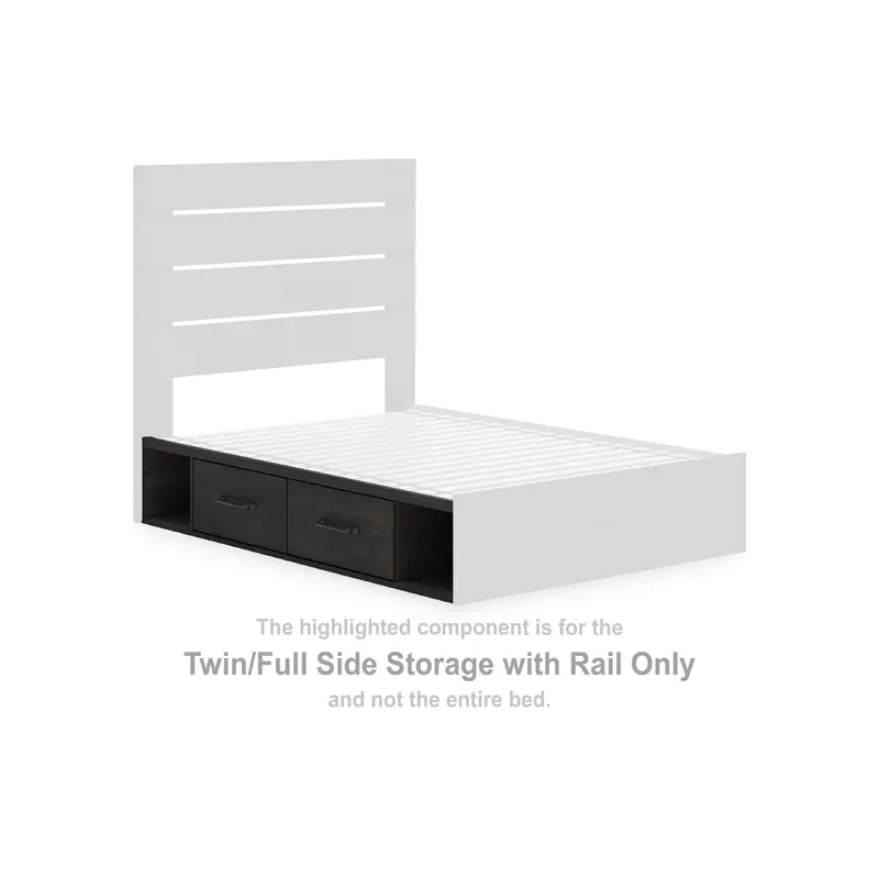 Hollivern - Twin/Full Side Storage with Rail - Dark Gray