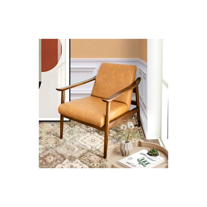 Brandon  Antique Tan Leather Lounge Chair - 26"