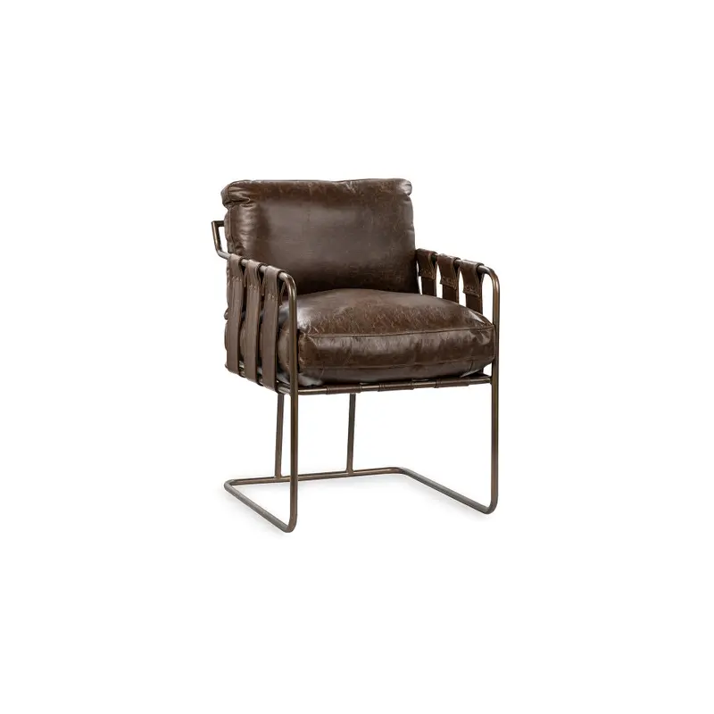 Strapling Leather Dining Chair - Cocoa Brown