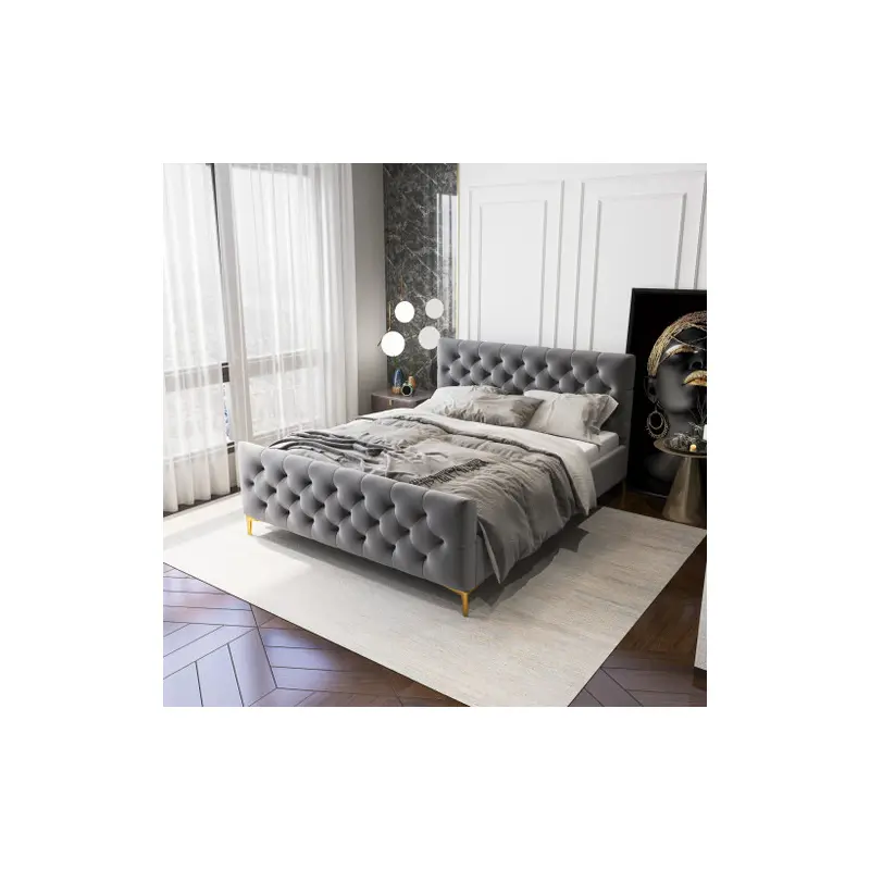 Bailey Dark Grey Velvet King Bed - 88.1"