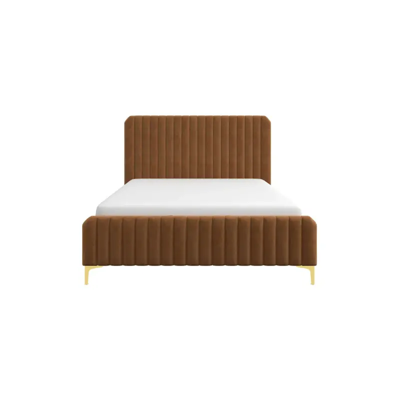 Bethany Velvet Upholstered Platform Bed Queen - Cognac - 67.3"
