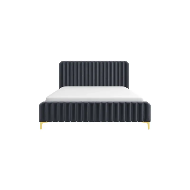 Bethany Velvet Upholstered Platform Bed Queen - Grey - 67.3"