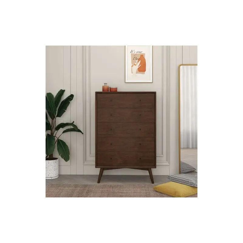 Caroline Mid Century Modern Solid Wood Dresser 5-Drawer - 15.6"