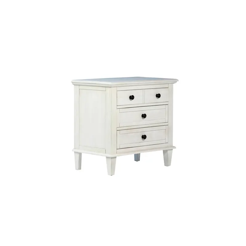 Delgado  Reclaimed Acacia Wood Nightstand With 3 Drawers in Whitewashed Finish