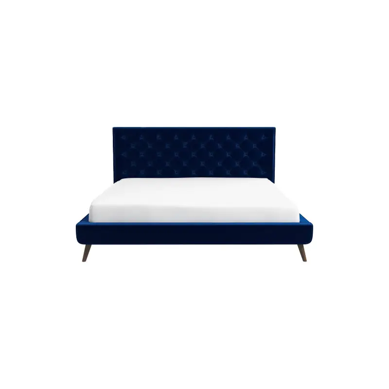 Dillon Blue Velvet Platform Bed (King Size) - 58.5"
