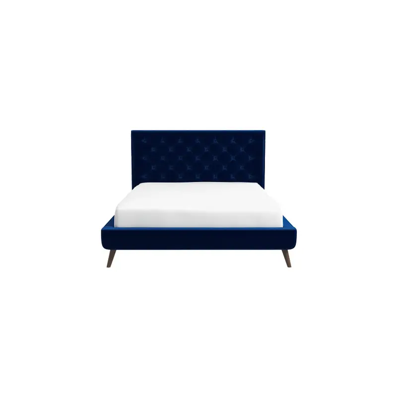 Dillon Blue Velvet Platform Bed (Queen Size) - 58.5"