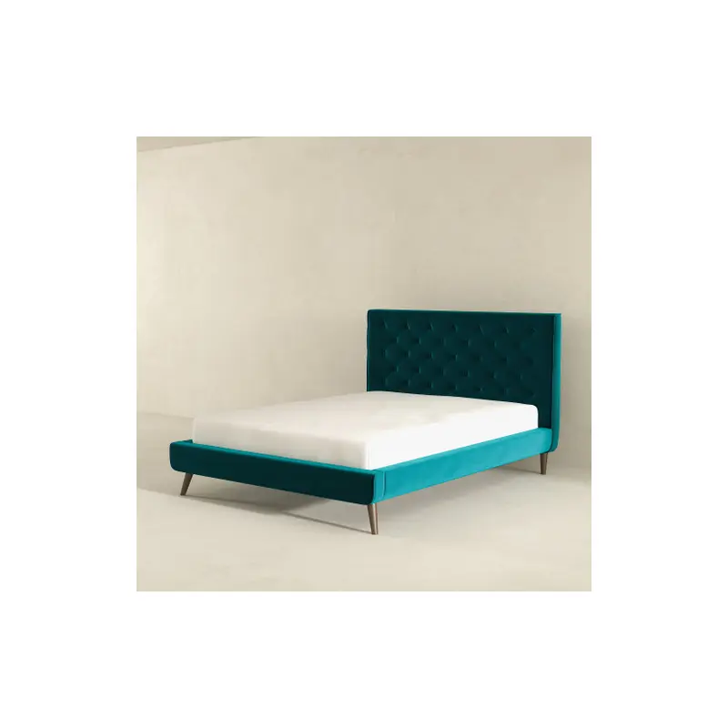 Dillon  Teal Velvet Platform Bed(Queen Size) - 58.5"