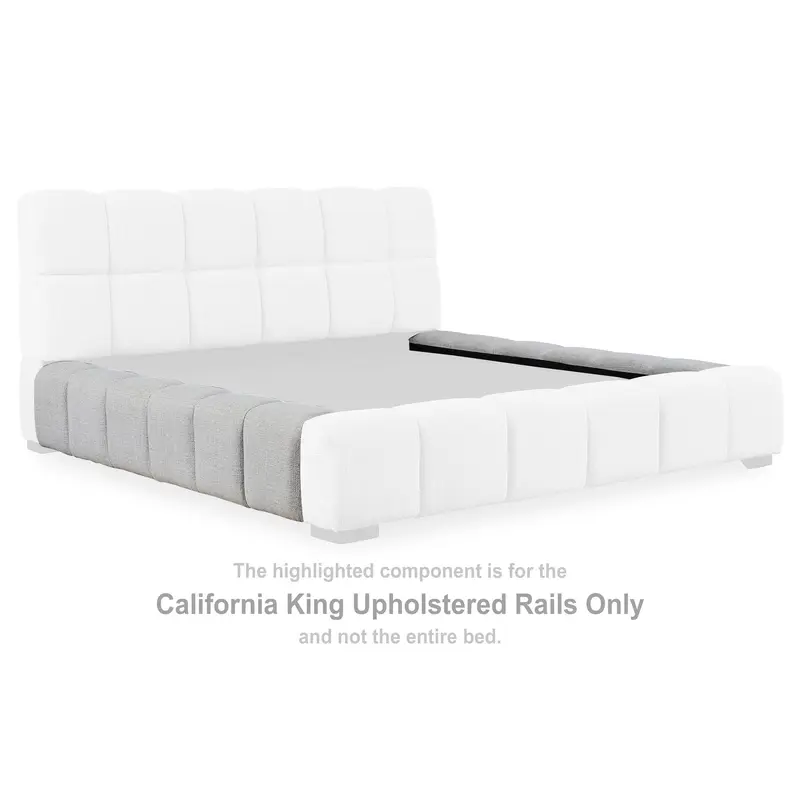 Grendusk - California King Upholstered Rails - Light Gray