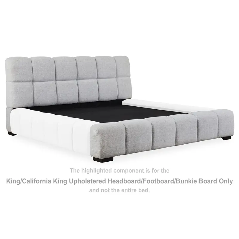 Grendusk - King/California King Upholstered Headboard/Footboard/Bunkie Board - Light Gray