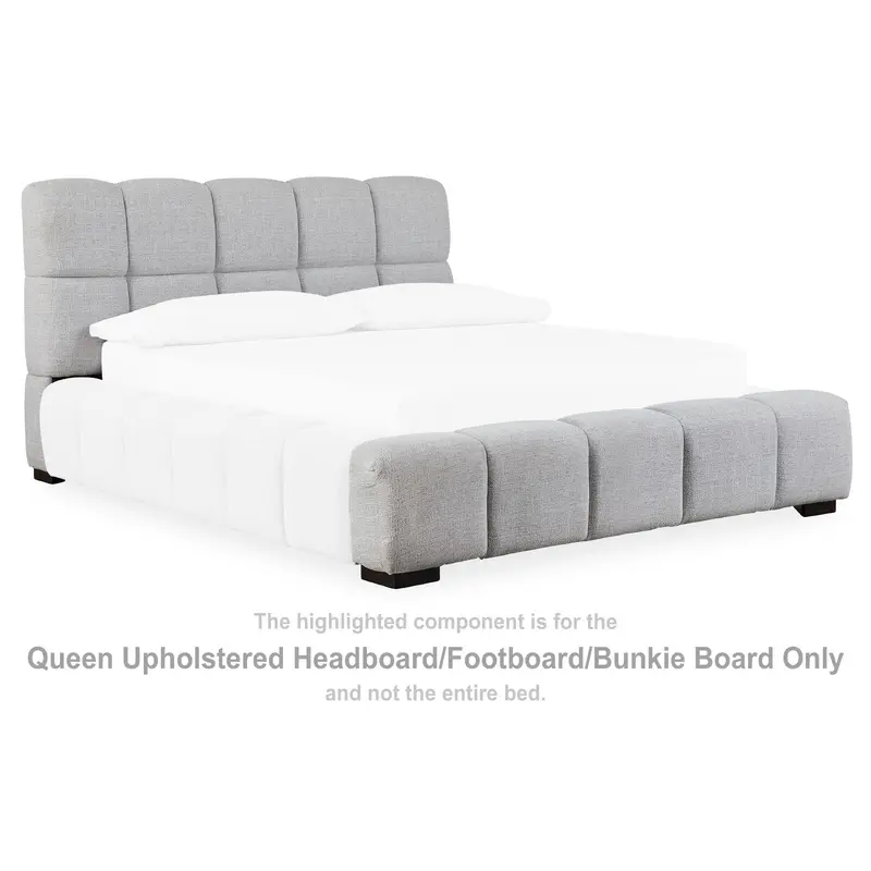 Grendusk - Queen Upholstered Headboard / Footboard / Bunkie Board - Light Gray