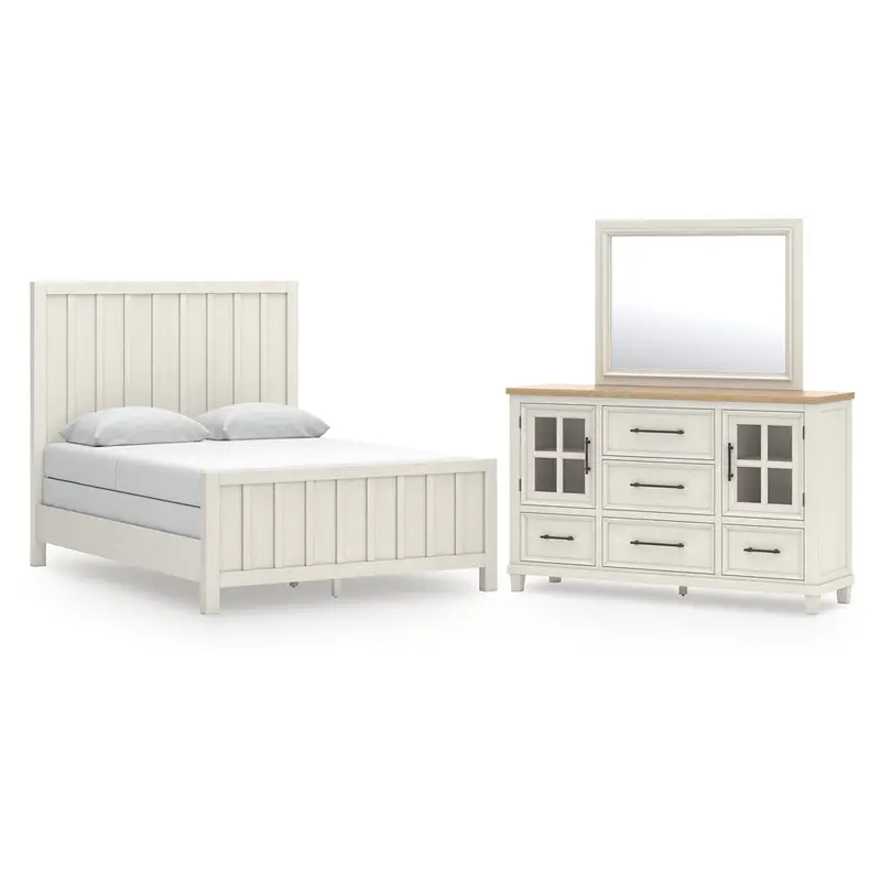 Shaybrock Queen Panel Bed with Mirrored Dresser