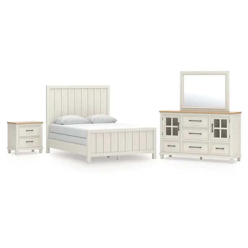 Shaybrock Queen Panel Bed with Mirrored Dresser and Nightstand