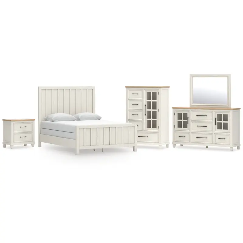 Shaybrock Queen Panel Bed with Mirrored Dresser, Chest and Nightstand