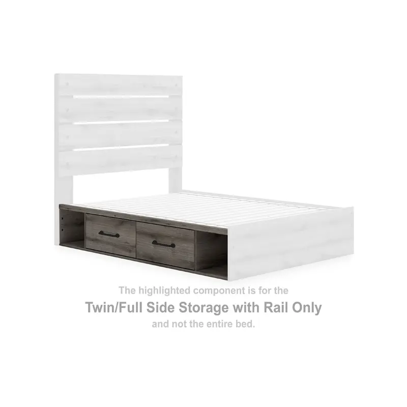 Graystorm - Twin/Full Side Storage with Rail - Brown Gray