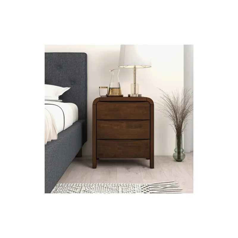 Lionel Mid Century Modern Solid Wood Nightstand 3-Drawer Bed Side Table - 23"