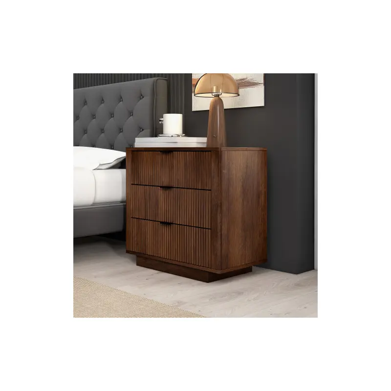 Lola Walnut Nightstand 3-Drawer - 31"